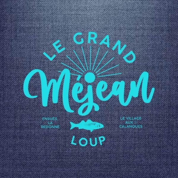 Tablier jean brodé le Grand Méjean Loup – Image 3