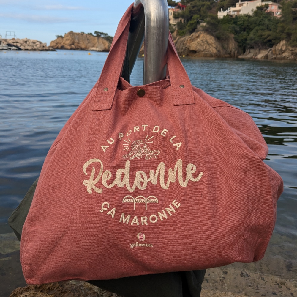 Sac cabas brodé | Au port de la Redonne, ça maronne