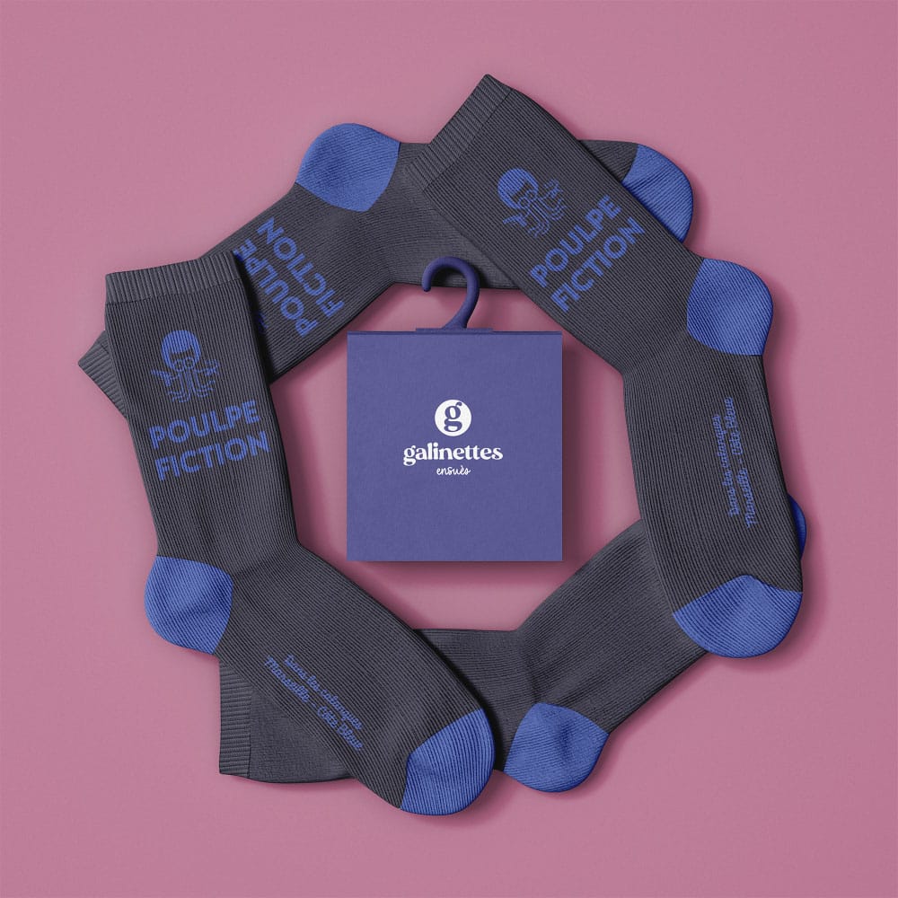 Chaussettes bleues Poulpe Fiction - idées cadeaux made in sud