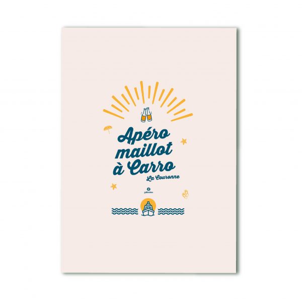 Torchon « Apéro Maillot à Carro, la Couronne » – idée cadeau qui sent bon les vacances