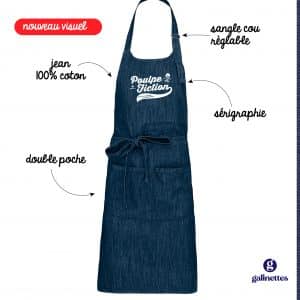 Tablier Jean Poulpe Fiction V2 - idée cadeau barbecue d'été