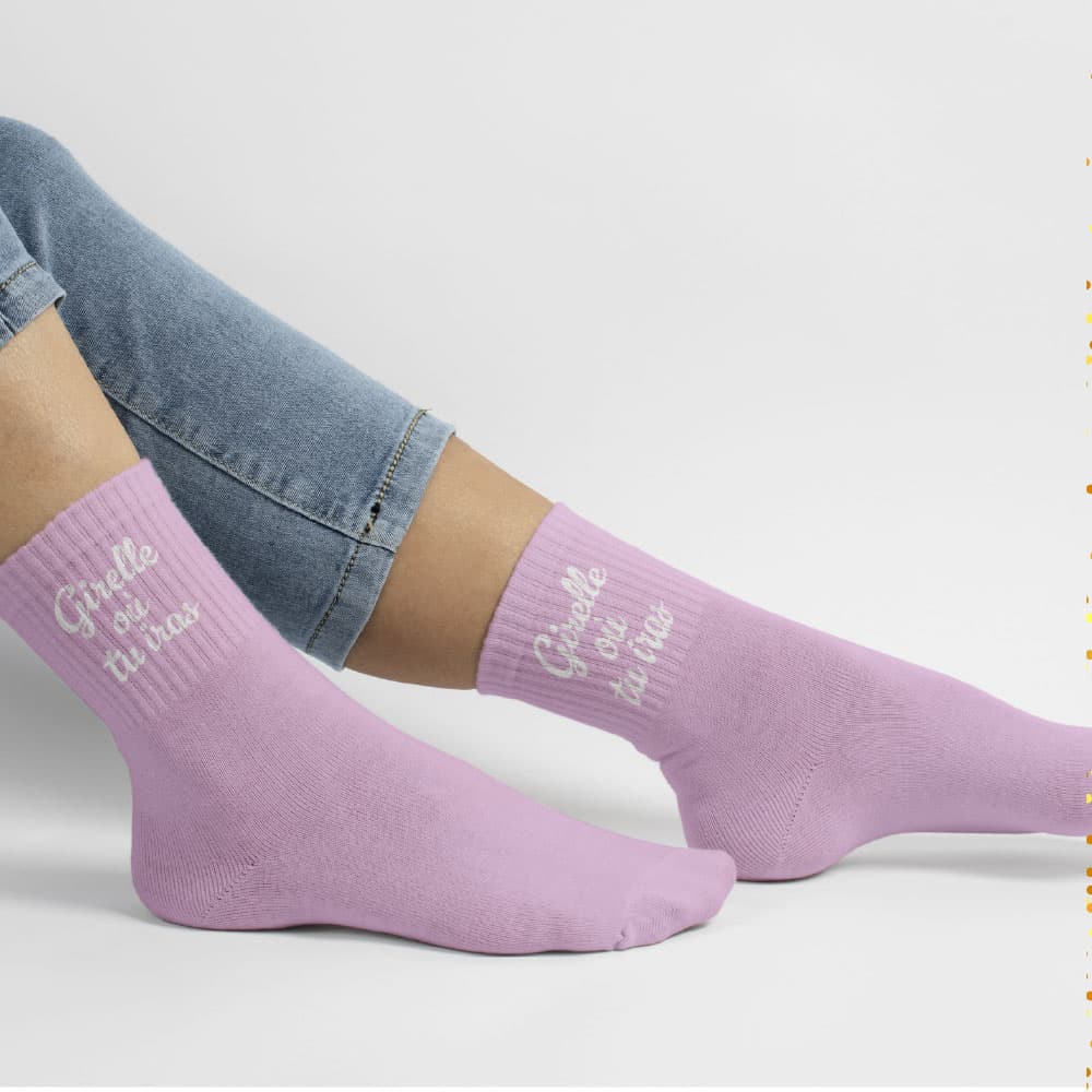 Chaussettes sport Girelle où tu iras rose
